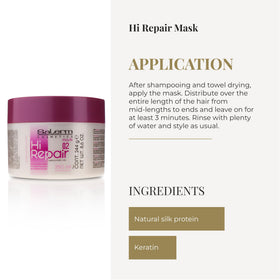 SALERM before and after hair comparison after Hi Repair Mask 02 showing improved shine