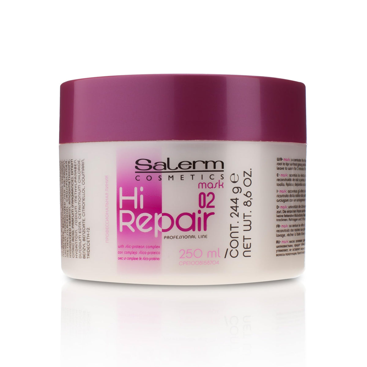SALERM front packaging of Hi Repair Mask 02 showing product branding and size benefits