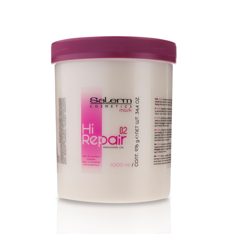 SALERM Hi Repair Mask front packaging showing professional 1000 ml size benefit