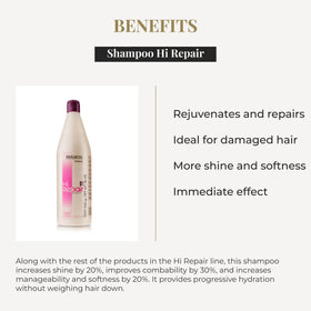 SALERM pump dispensing Hi Repair Shampoo showing easy professional use