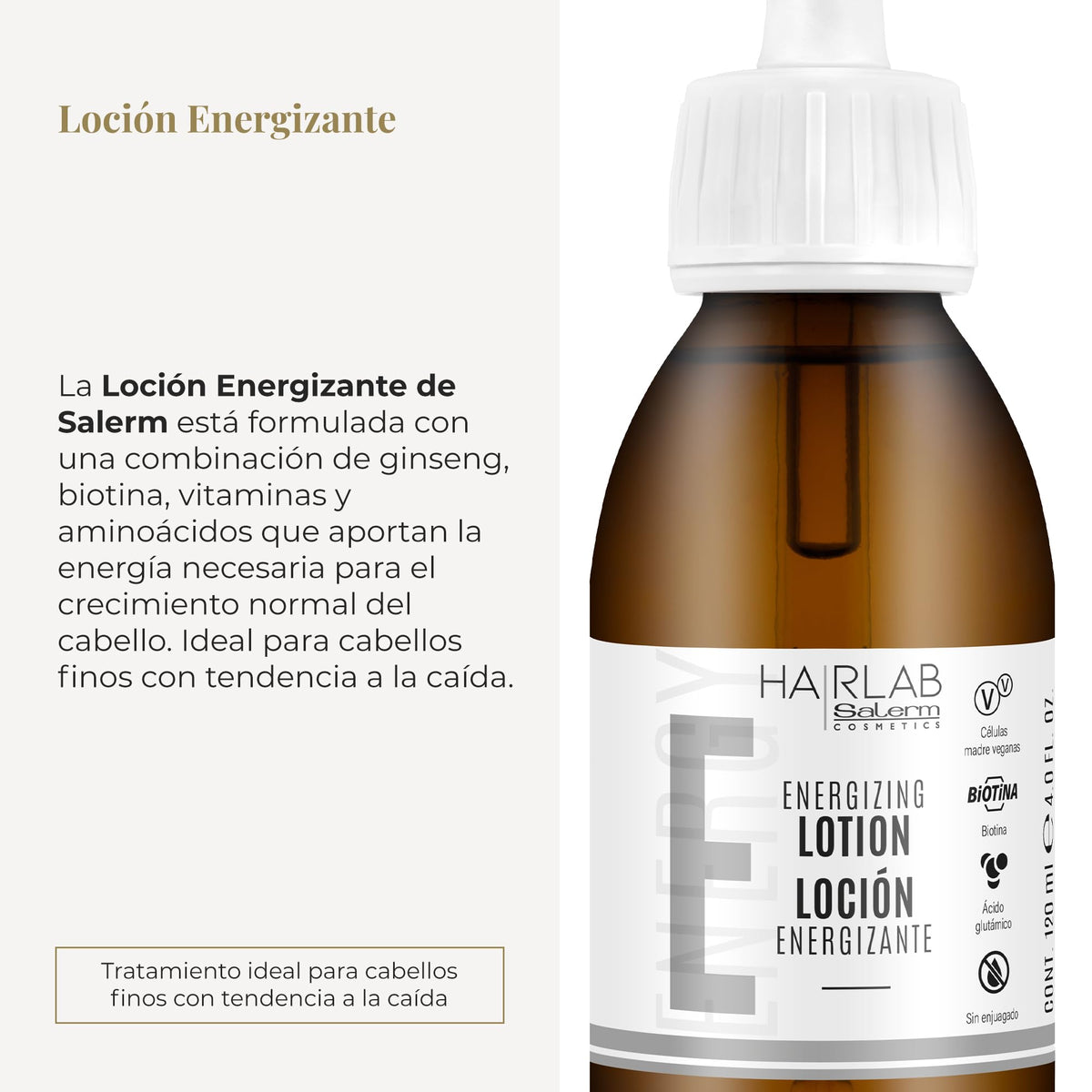 SALERM ingredients close-up with ginseng and biotin highlighting strength boost