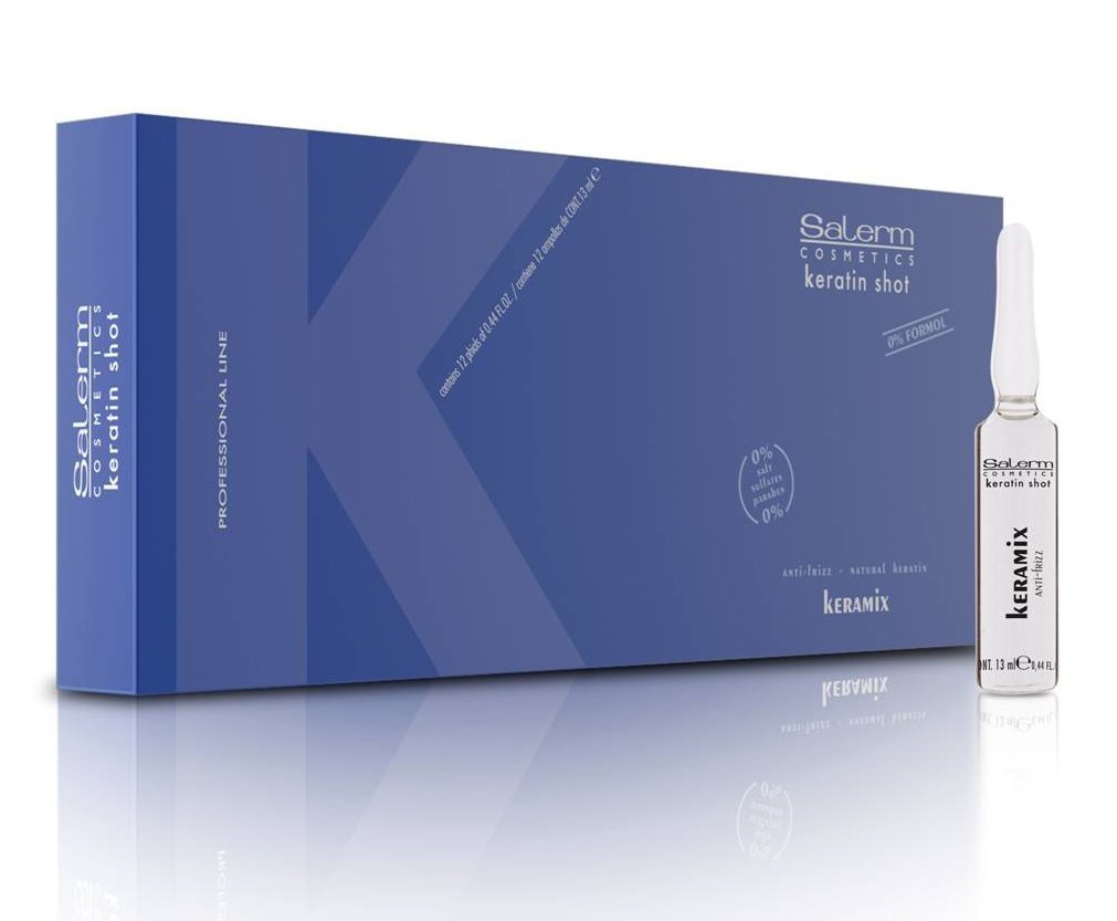 SALERM Keramix ampoule front view highlights smoothing and added shine