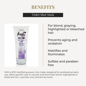 SALERM purple mask applied to damp hair demonstrating even coverage and visible toning benefit