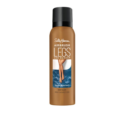 Sally Hansen Airbrush Legs front packaging showing Deep Glow shade and spray nozzle benefit: clear shade display