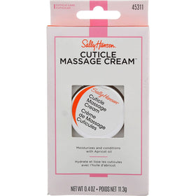 Sally Hansen open jar showing rich apricot-oil cream texture for softening