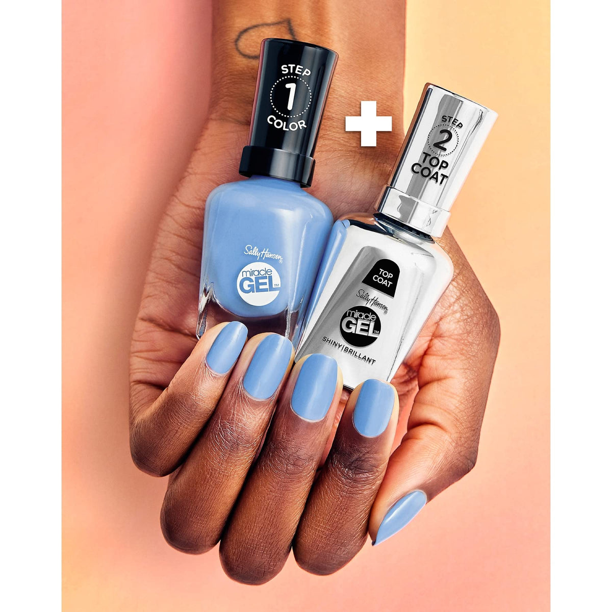 Sally Hansen shiny top coat close-up highlighting glossy finish benefit
