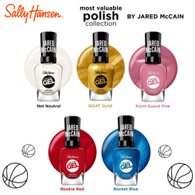 Sally Hansen Shiny Top Coat label detail highlighting glossy finish, long-lasting shine benefit