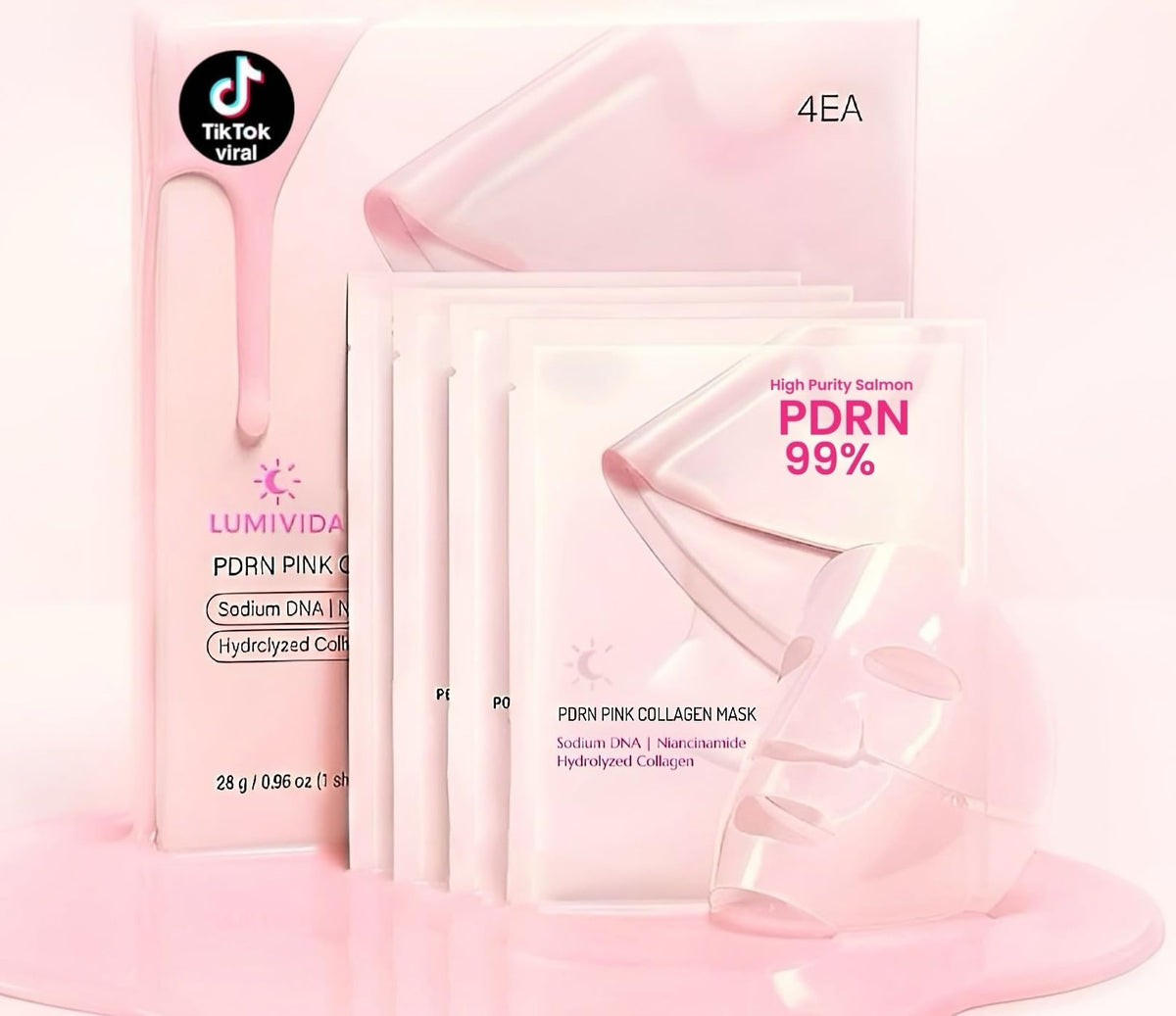 Generic Salmon DNA PDRN mask front packaging showing clinical hydration benefit