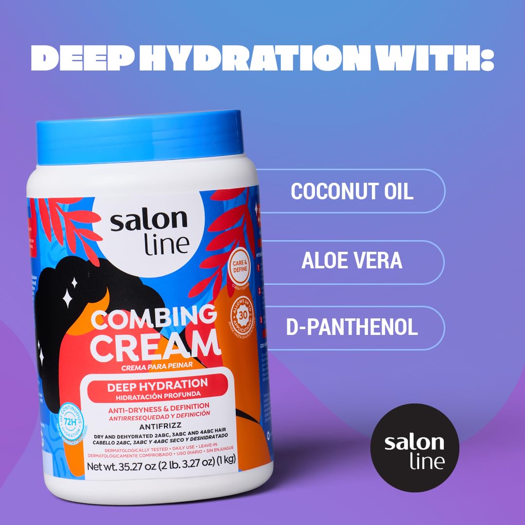 Salon Line applying cream to damp hair for easier styling