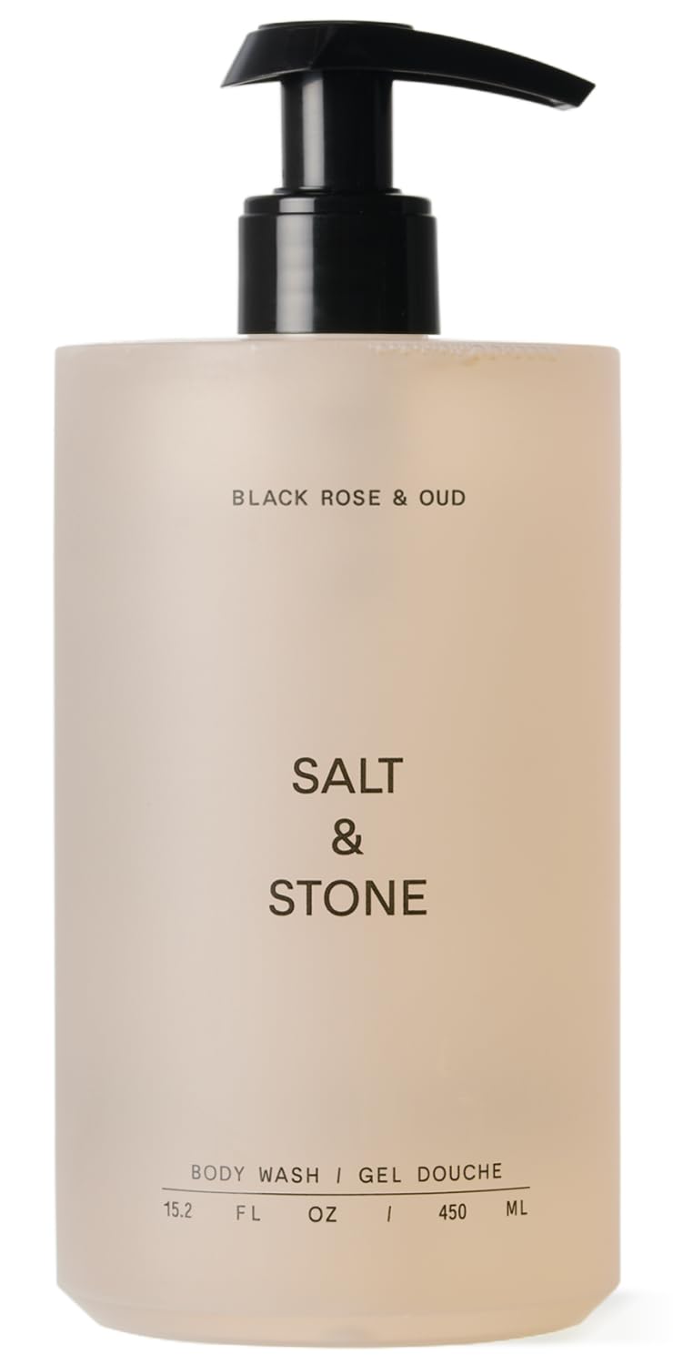 Salt & Stone front bottle showing Black Rose & Oud scent and clean formula