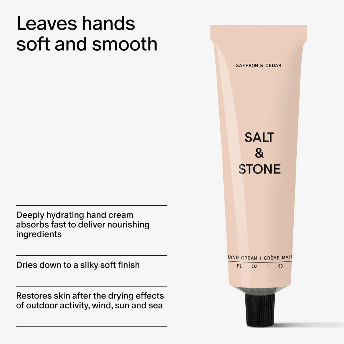 Salt & Stone tube beside keys showing compact 2 fl oz travel convenience benefit