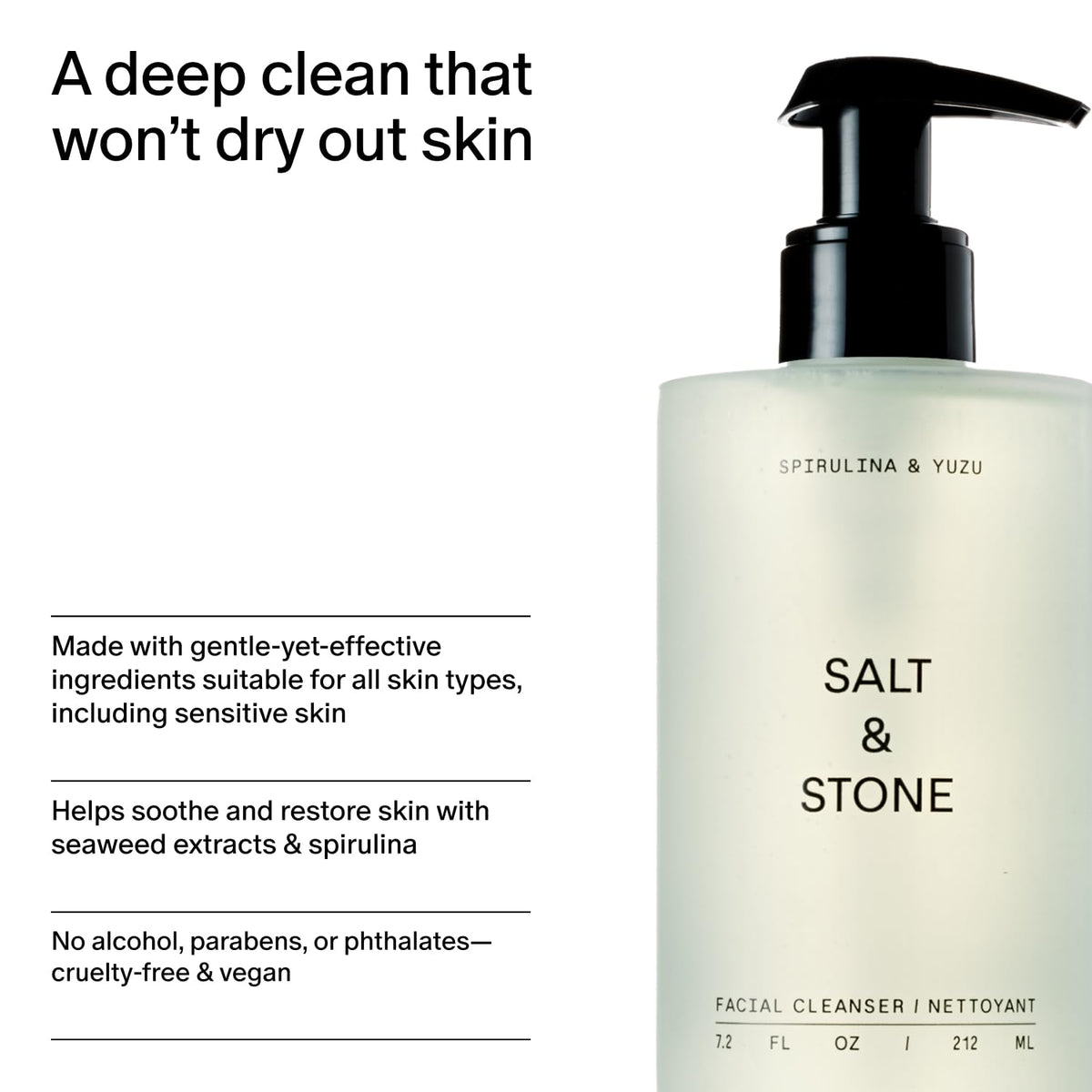 Salt & Stone ingredient label close-up displays key actives for transparency
