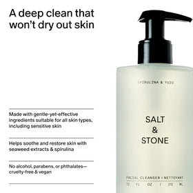 Salt & Stone ingredient label close-up displays key actives for transparency