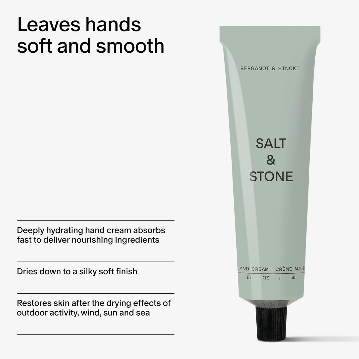 Salt & Stone label close-up showing ingredients and cruelty-free vegan benefit