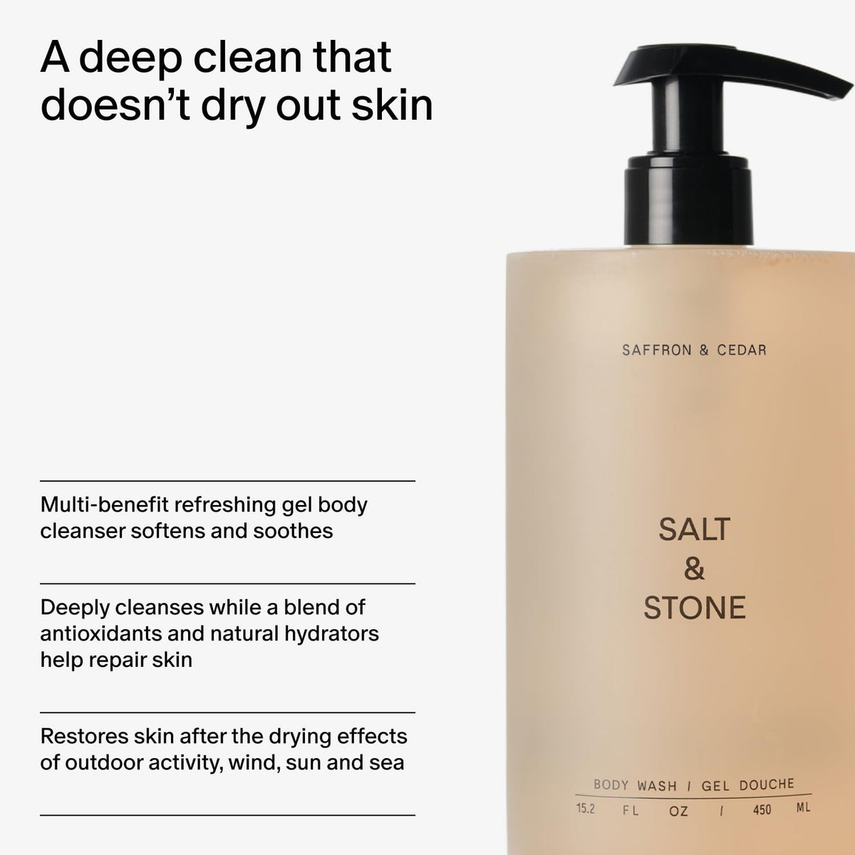 Salt & Stone label close-up highlighting antioxidant ingredient benefits
