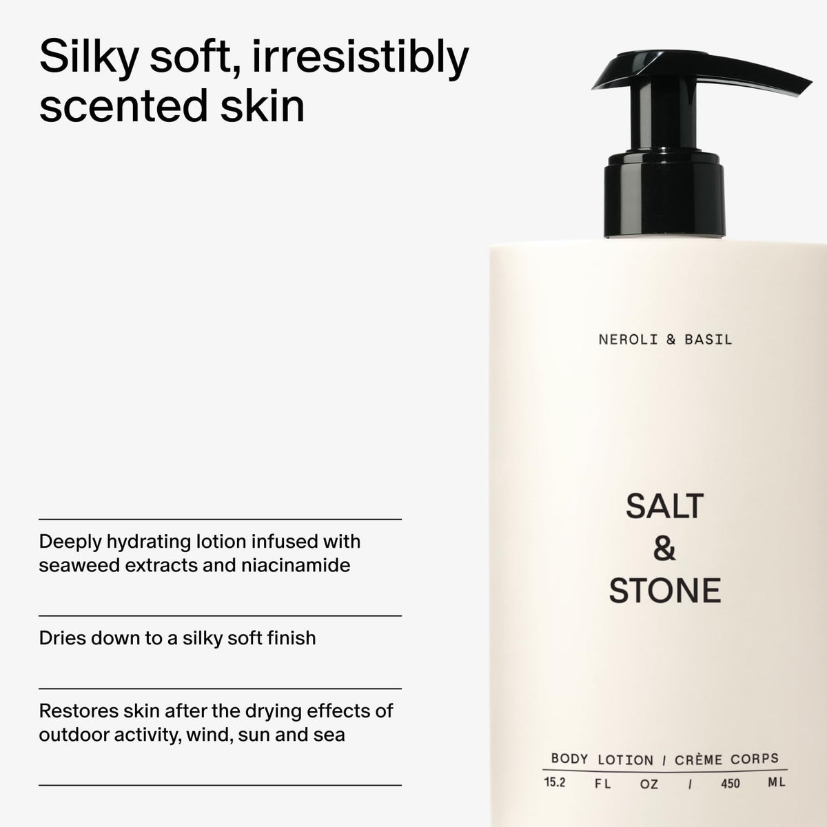 Salt & Stone bottle next to common objects showing 15.2 fl oz capacity for practical use