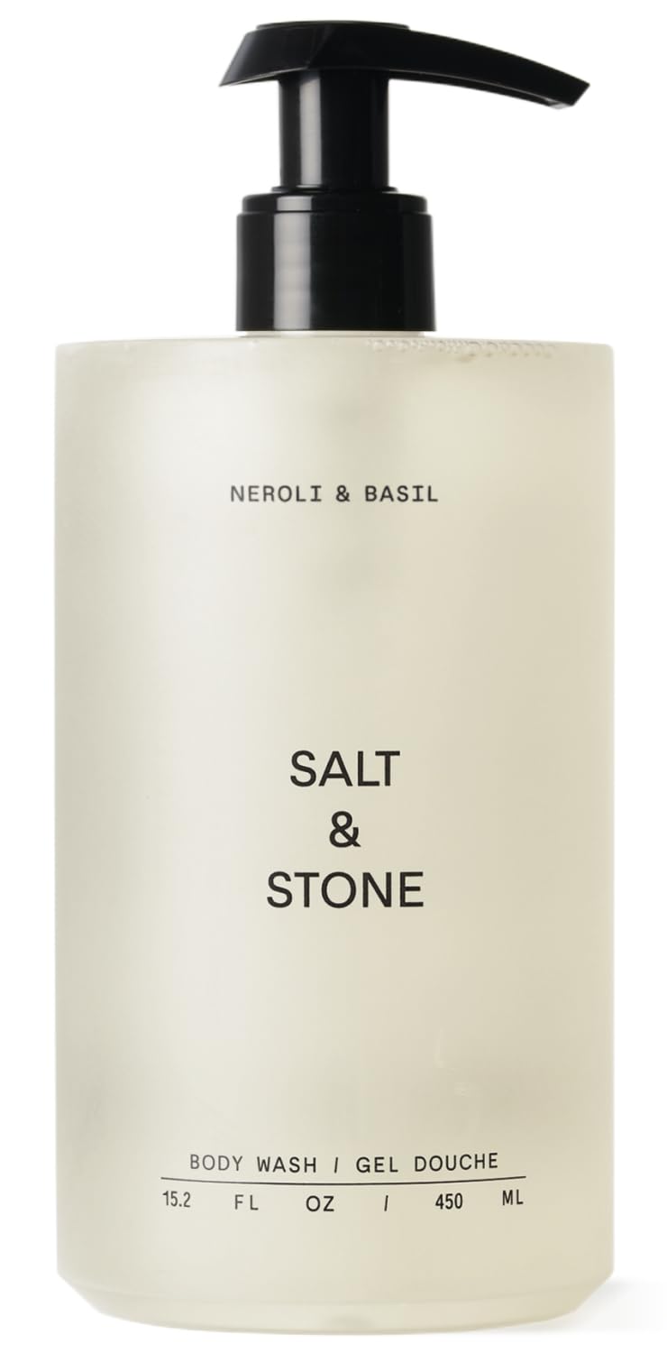 Salt & Stone front bottle showing neroli basil scent and benefit hydration