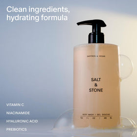 Salt & Stone pump close-up highlighting easy dispensing benefit