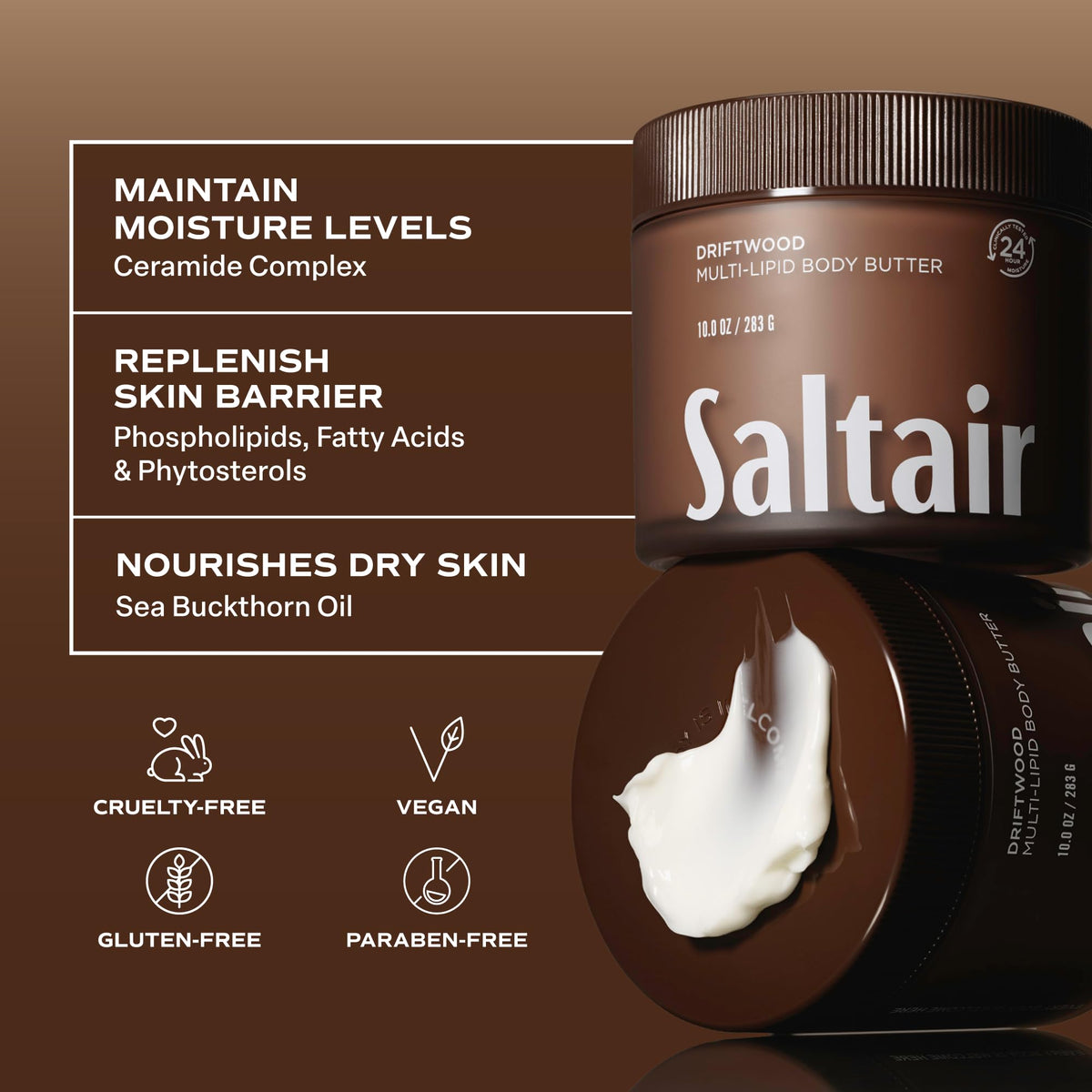 Saltair before and after skin comparison showing visible softness benefit