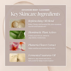 Collection of natural ingredients with Saltair bottle showing botanical oils like kukui and moringa