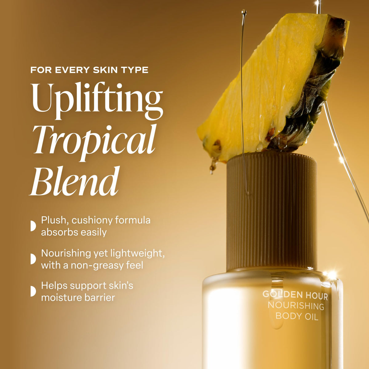Saltair oil on damp skin illustrating hydration lock-in and dewy finish benefit