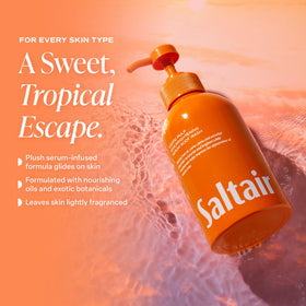 Saltair bottle in shower setting demonstrating daily convenience