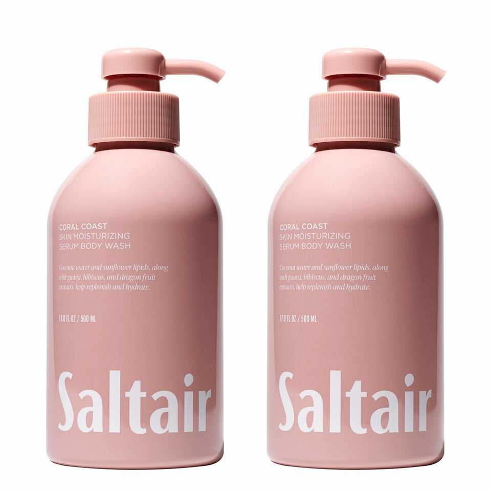 Saltair front packaging showing Coral Coast scent and pump benefits