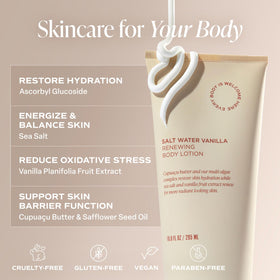 Saltair lotion texture swatch showing creamy consistency and quick absorption