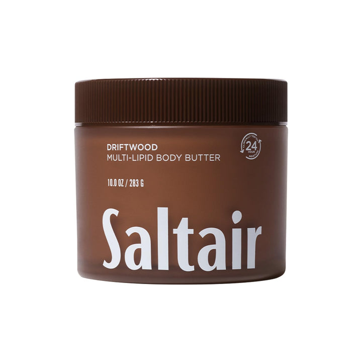 Saltair jar front view showing Driftwood scent and hydration benefits