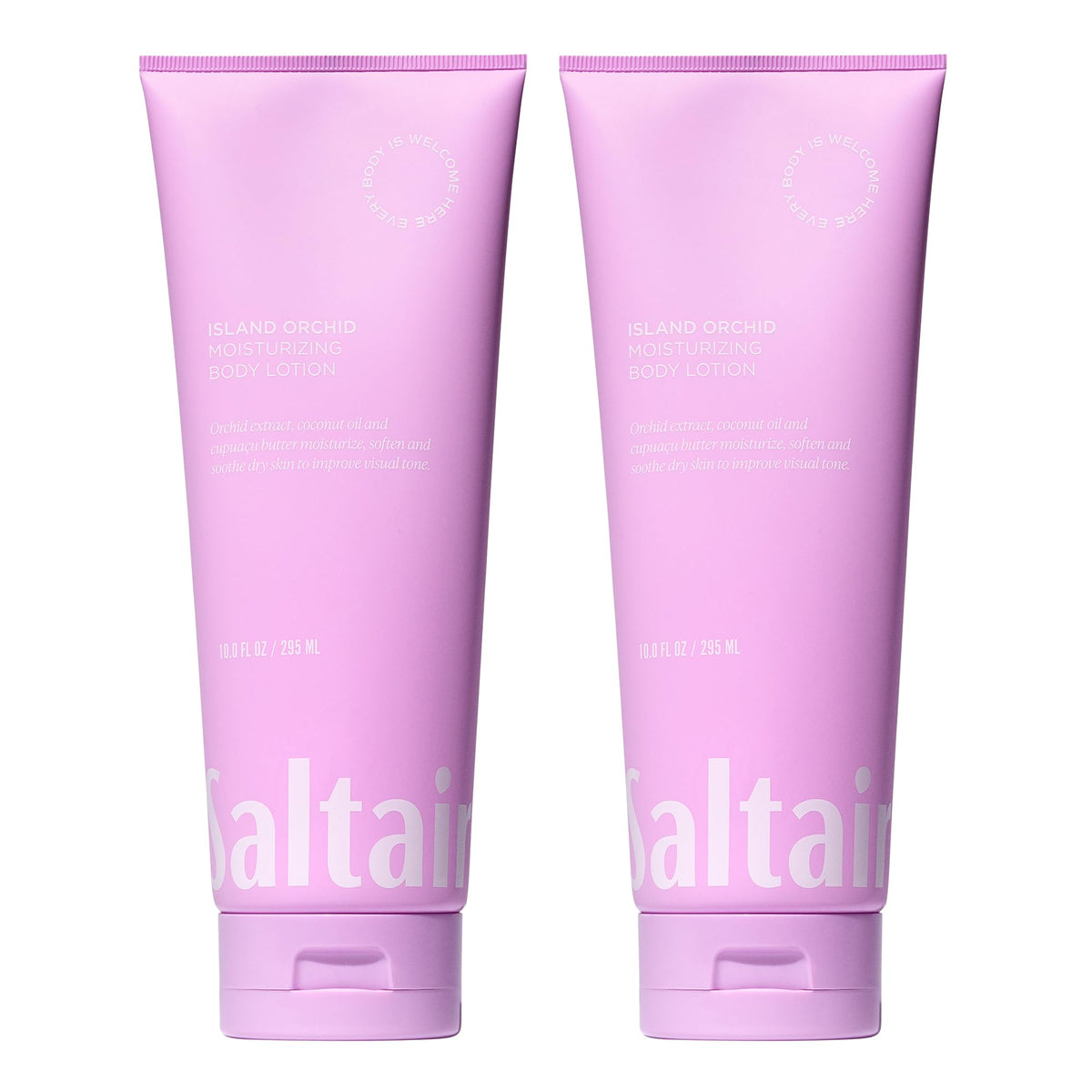 Saltair front packaging showing Island Orchid scent and moisturizing benefit