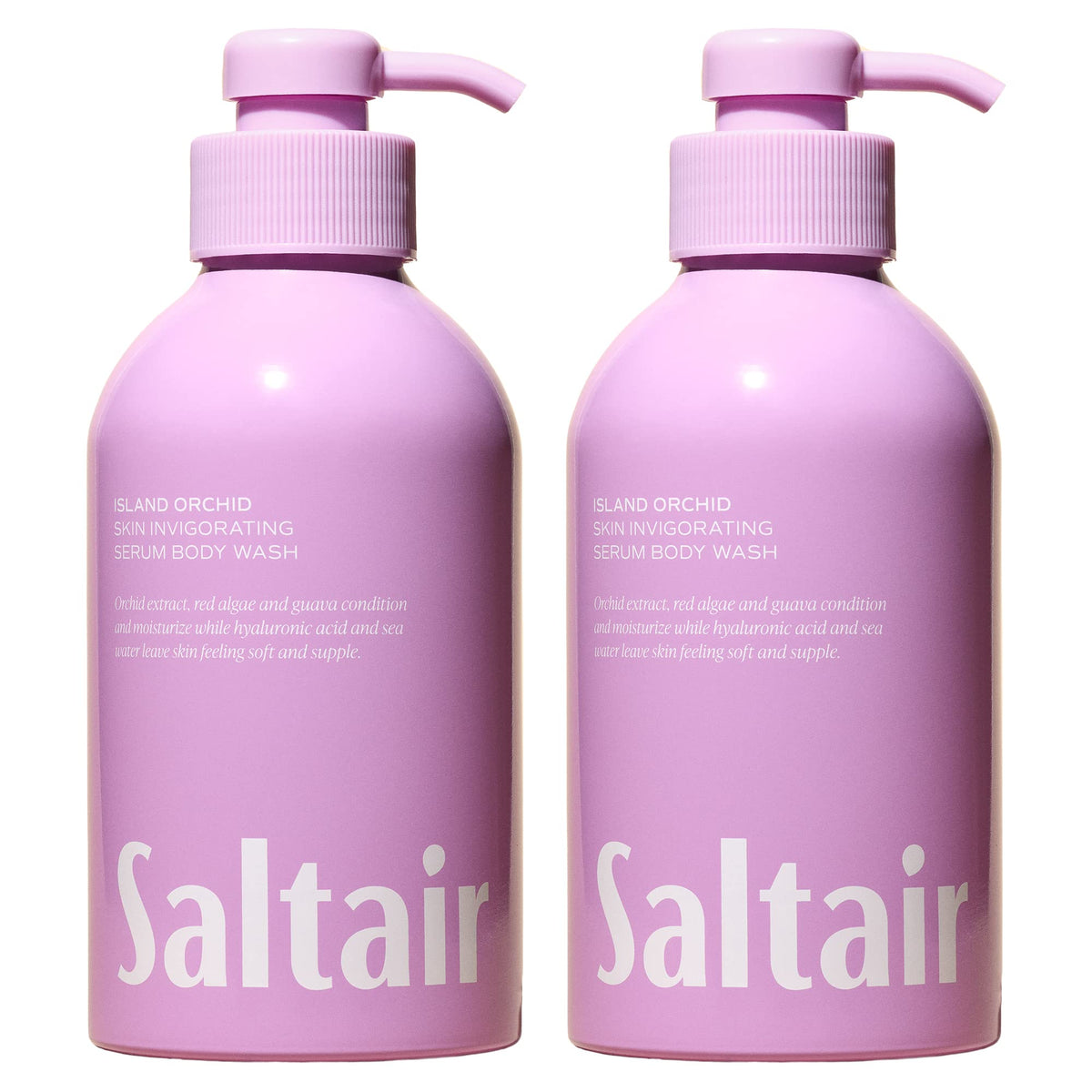 Saltair front packaging showing two 17oz bottles and Island Orchid scent benefit
