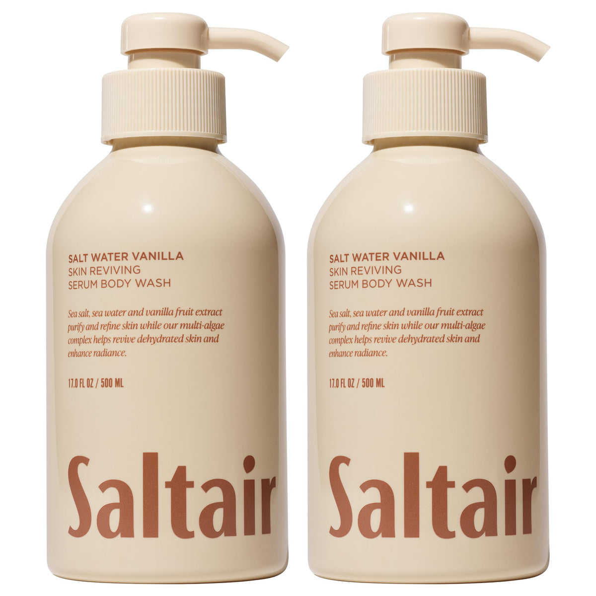 Saltair front packaging showing two 17oz bottles and scent label benefit