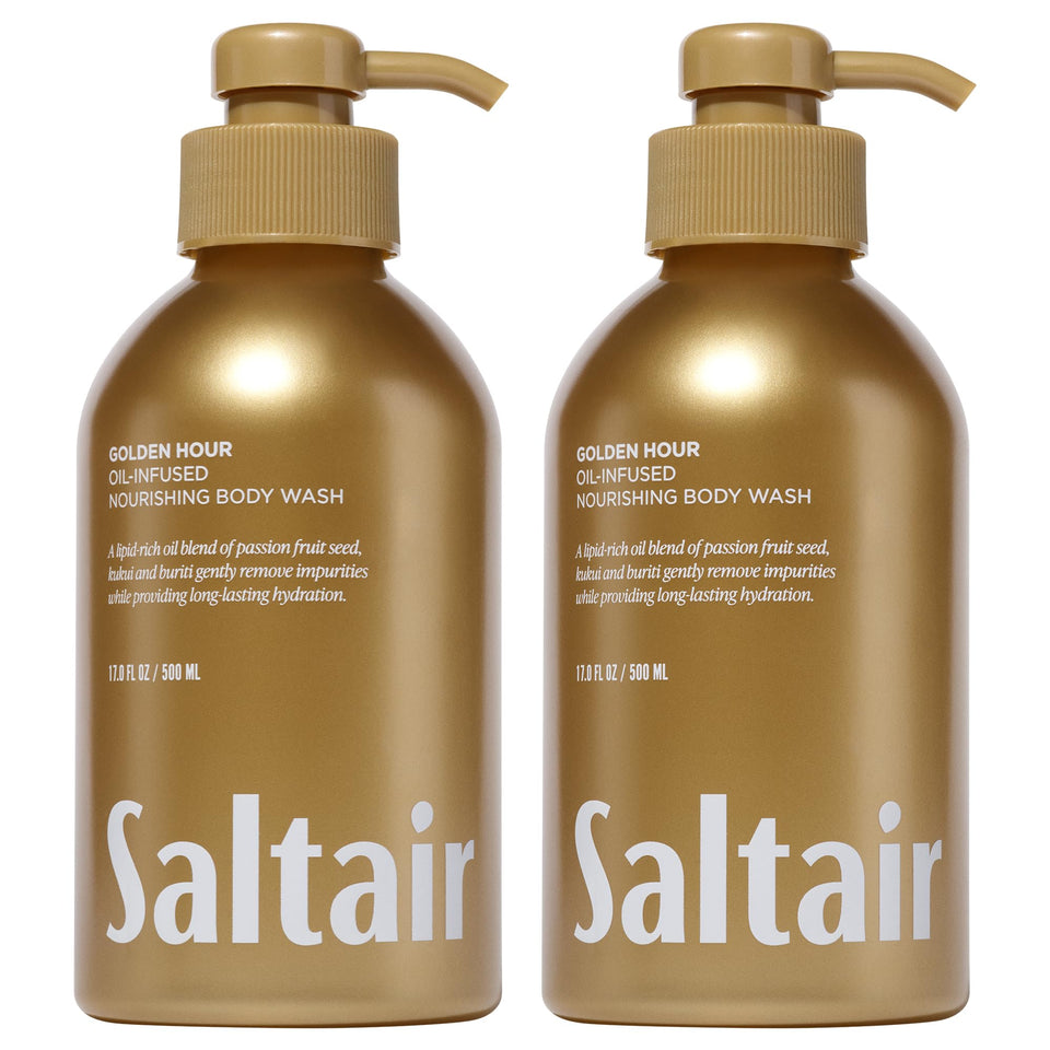 Saltair golden hour front packaging showing two 17oz bottles and scent