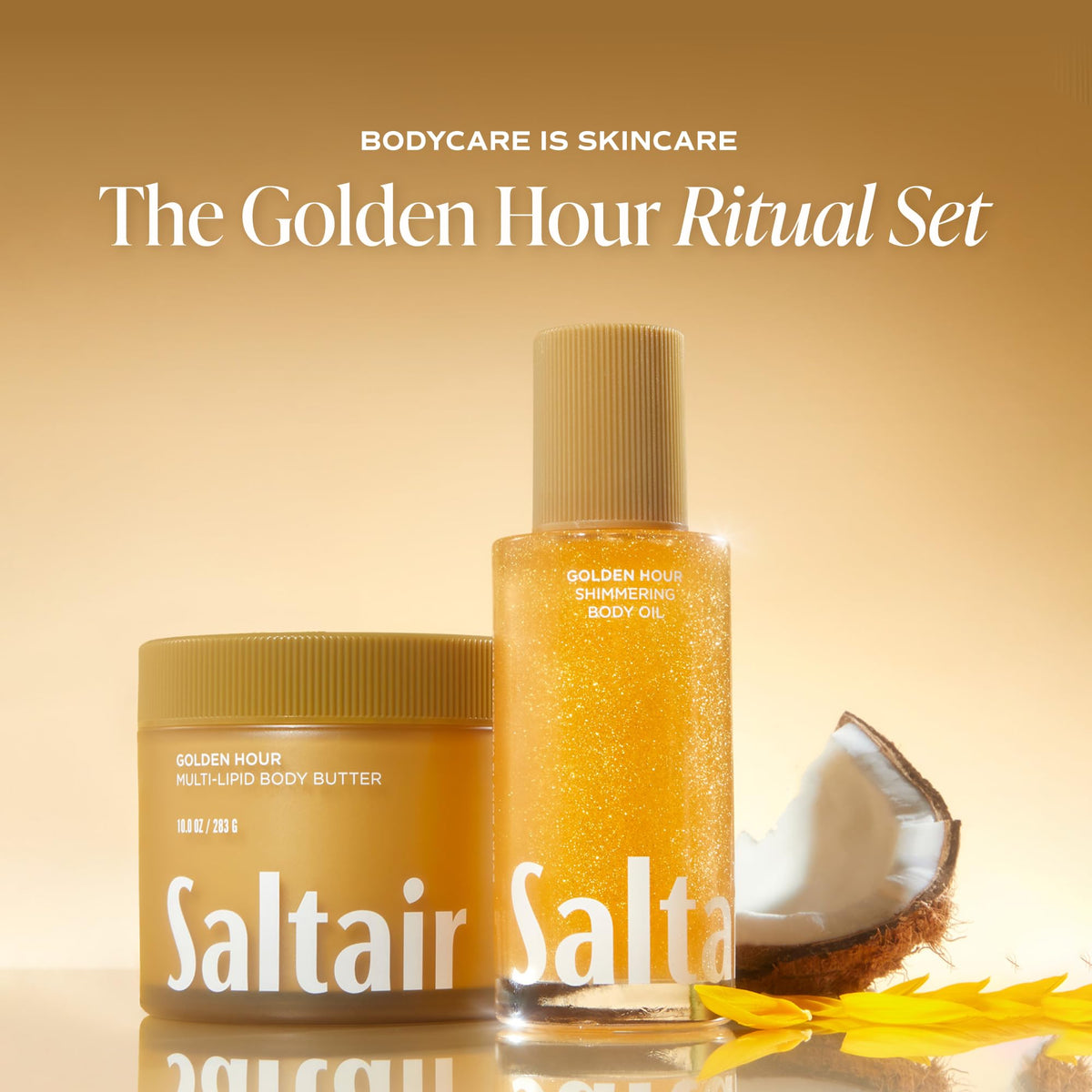 Saltair oil texture close-up showing luminous, non-greasy shimmer and smooth finish