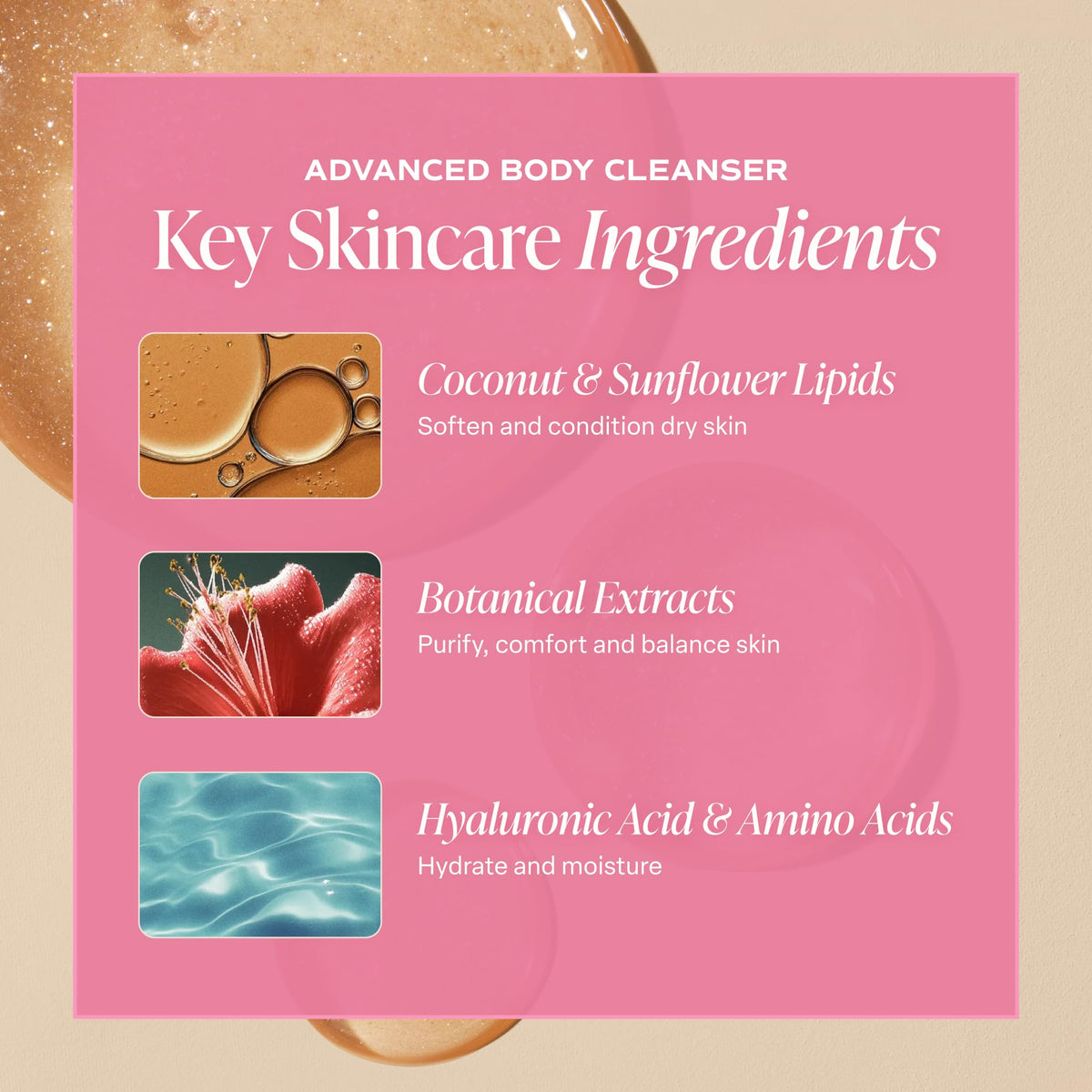 Saltair in-shower use showing foam on skin and hydrating effect