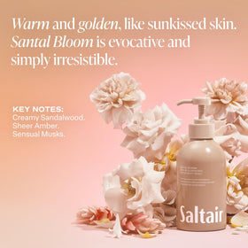Saltair bottle in shower lifestyle image showing in-use benefit of uplifting aroma