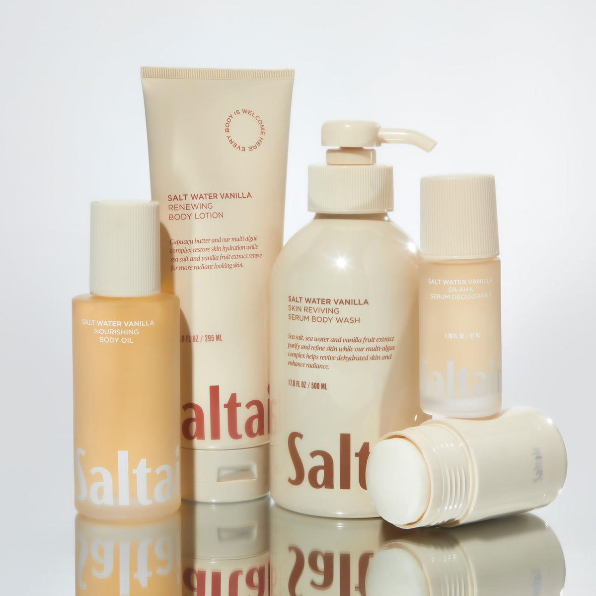 Saltair ingredient display of algae and cupuaçu butter emphasizing nourishment