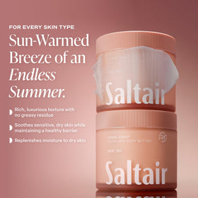 Saltair ingredients label close-up highlighting ceramides and natural oils benefit