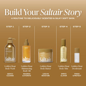 Saltair label and ingredients panel highlighting kukui, cacay, and squalane benefits