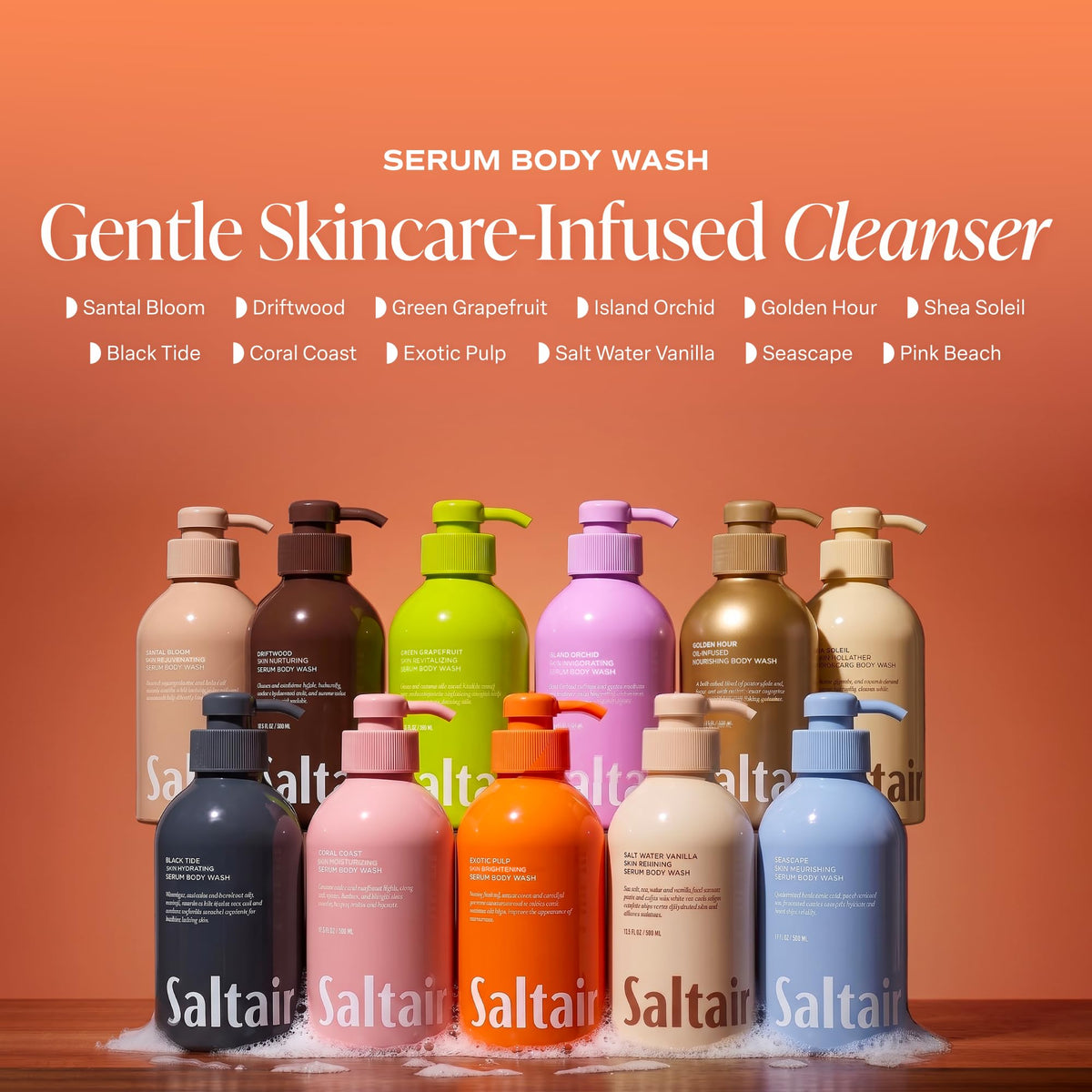 Saltair ingredient label highlighting niacinamide and vitamin C benefits