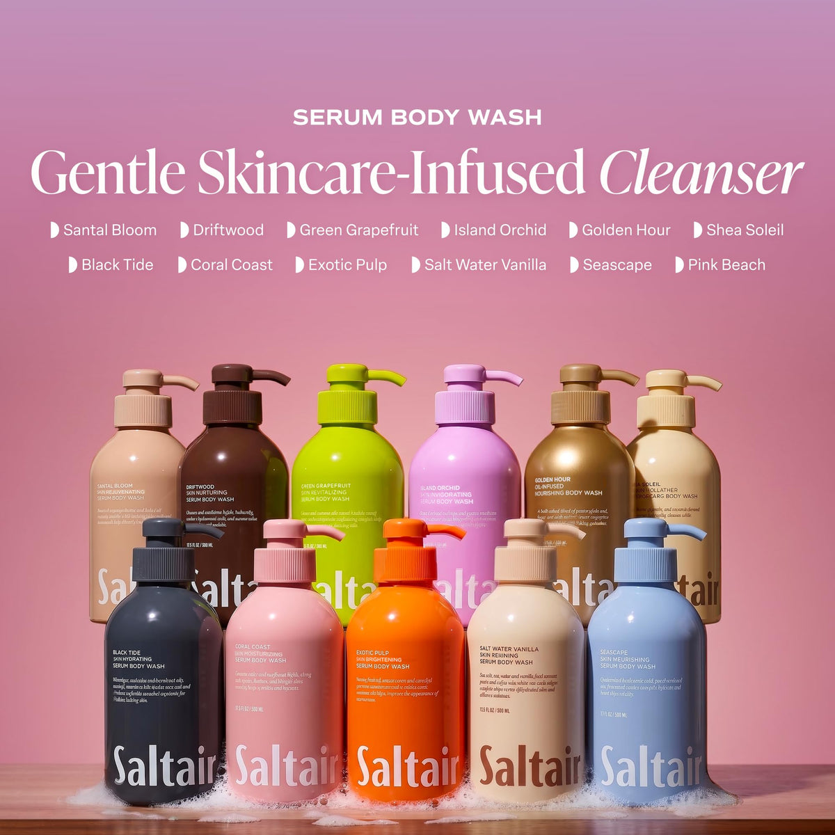 Saltair label ingredients detail highlighting hyaluronic acid and botanical benefits
