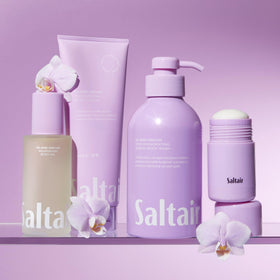 Saltair lotion on bathroom vanity conveying daily routine and clean scent
