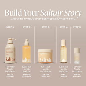 Saltair in a shower scene showing everyday use and calming scent benefit