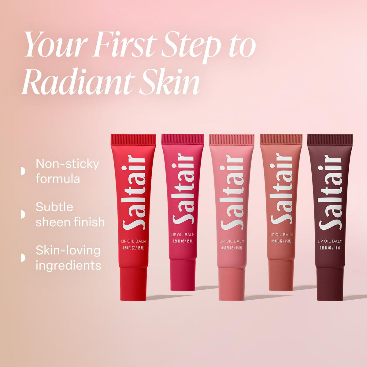 Saltair lip oil wand application closeup demonstrating smooth glide and immediate shine