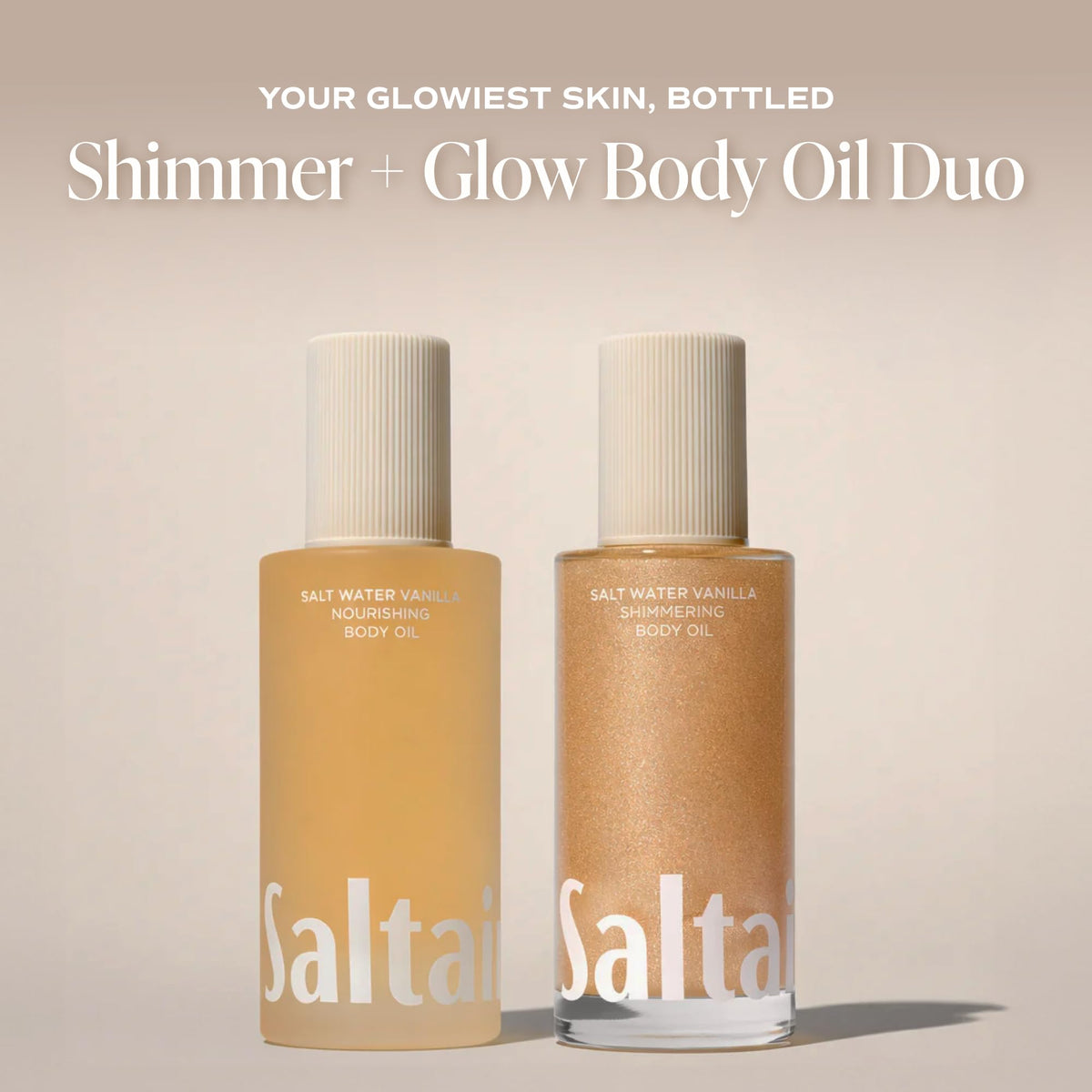 Saltair oil texture closeup on skin highlighting smooth absorption and dewy finish