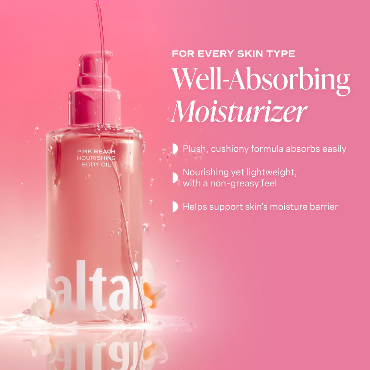 Saltair oil being massaged into damp skin to show immediate non-greasy hydration
