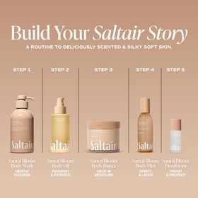 Saltair oil being massaged into damp arm for moisturized, dewy skin