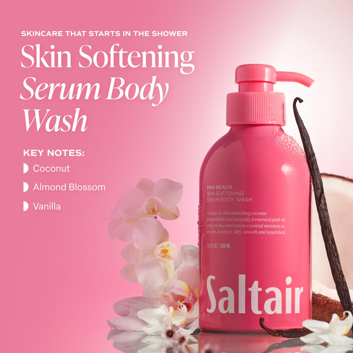 Saltair pump dispenser close-up highlighting easy one-hand use benefit