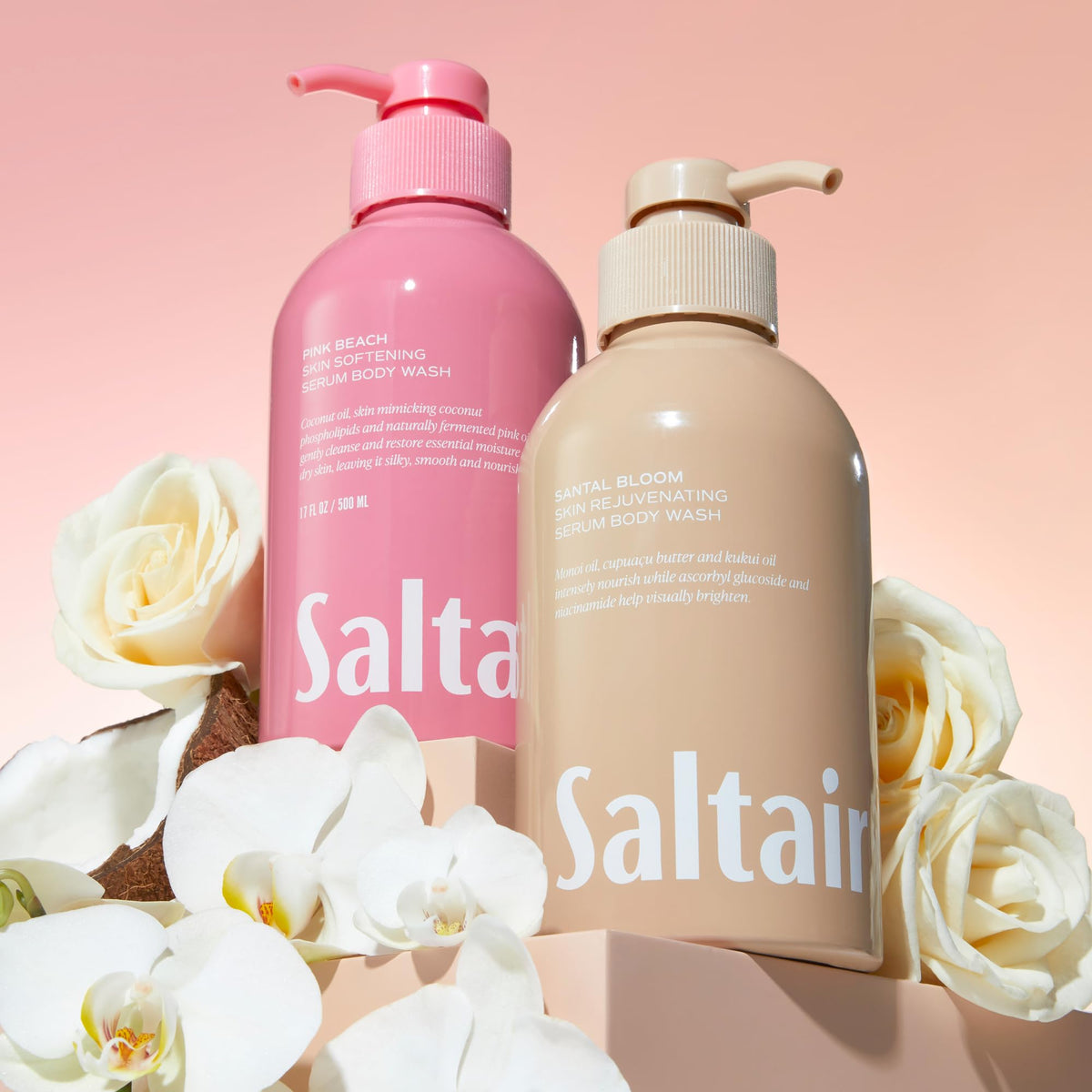 Saltair packaging detail showing recyclable symbol and eco-conscious packaging benefit