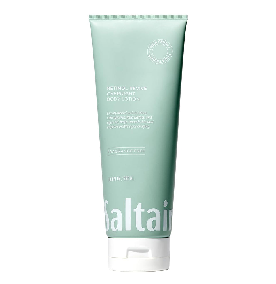 Saltair bottle front pump view showing product packaging and pump for easy nightly use